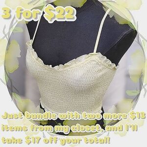 NWOT Primark yellow shirred ruffle trim crop tank